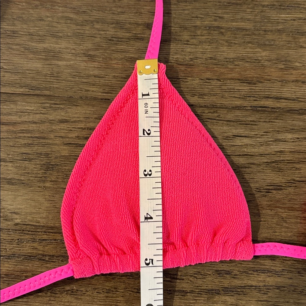 NWT [Oneone] Ariel Hot Pink Tie Triangle Bikini Swimsuit Swim Top Women’s XS - Picture 7 of 10